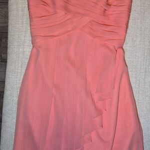 David's Bridal Coral Strapless Ruffle Dress